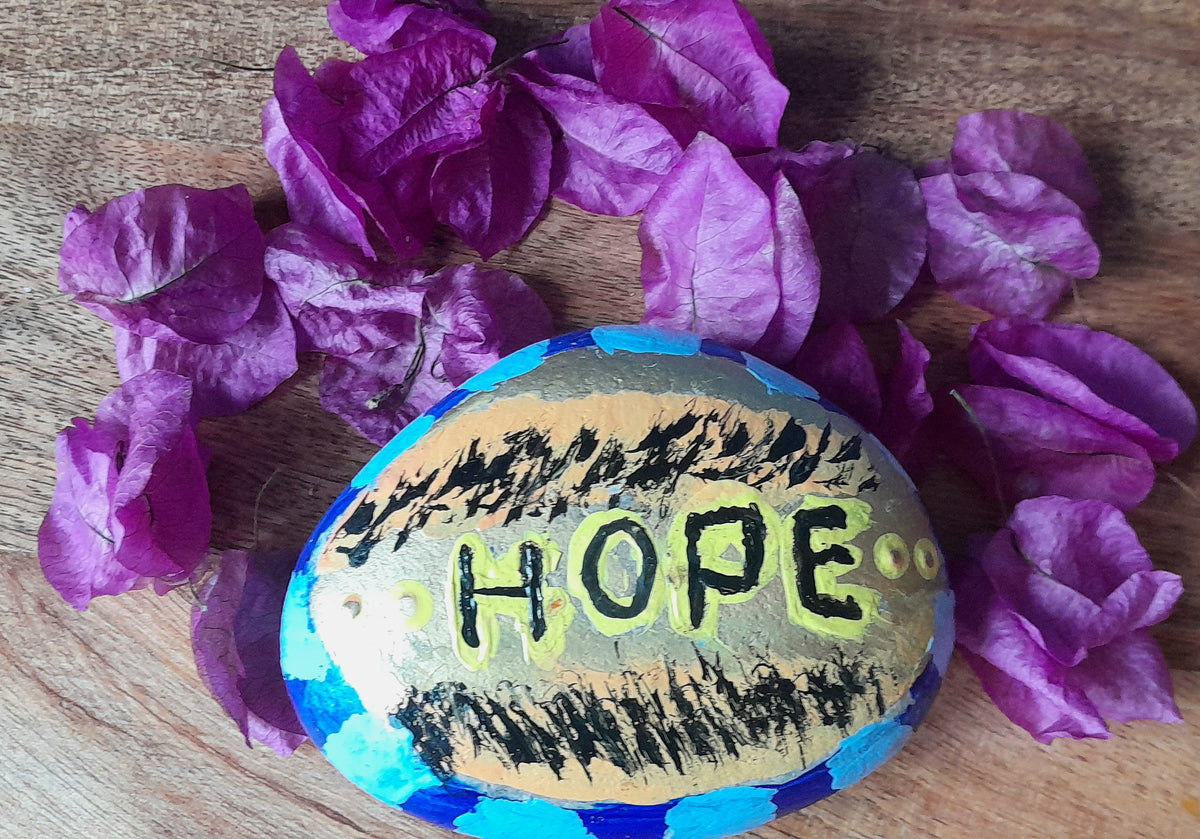 Greek Blue Evil Eye , Hand Painted Pebble
