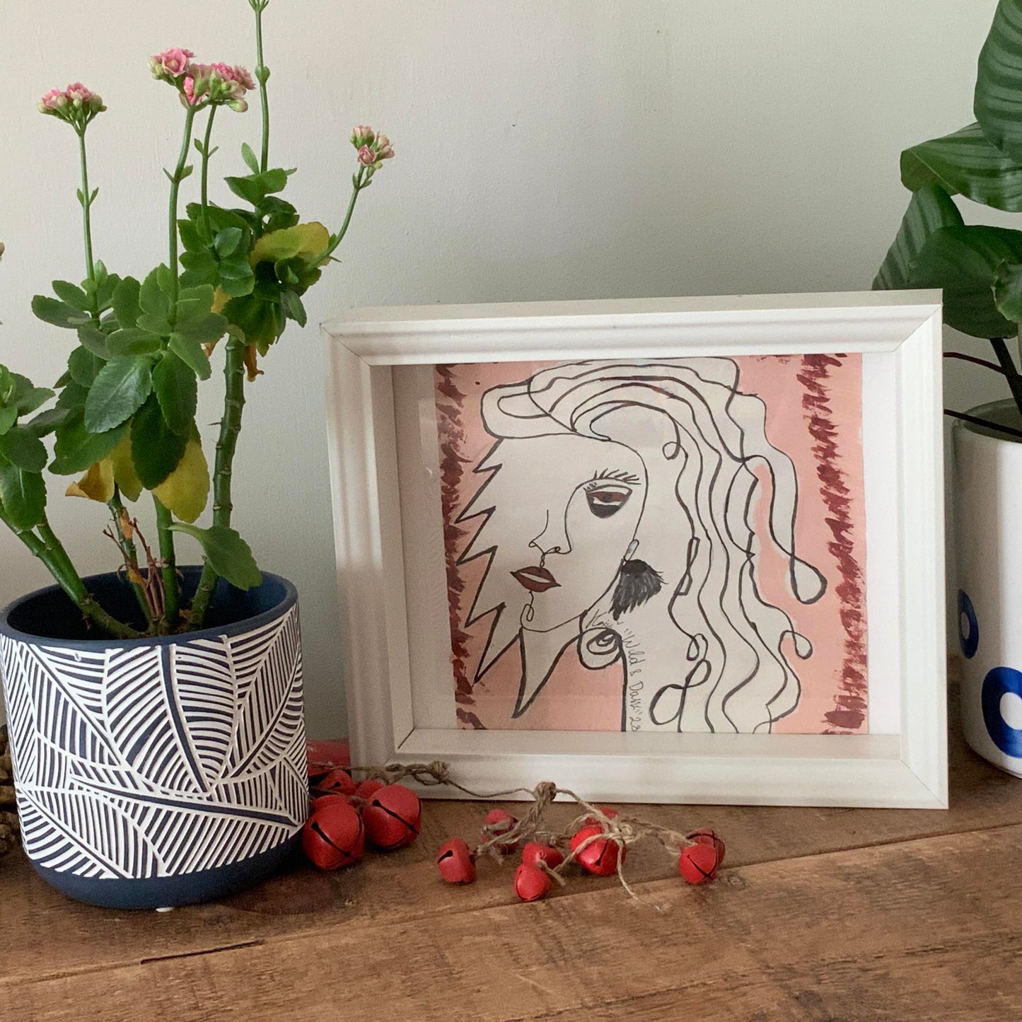 The lady with the earring - sketch in vivid colours with acrylics