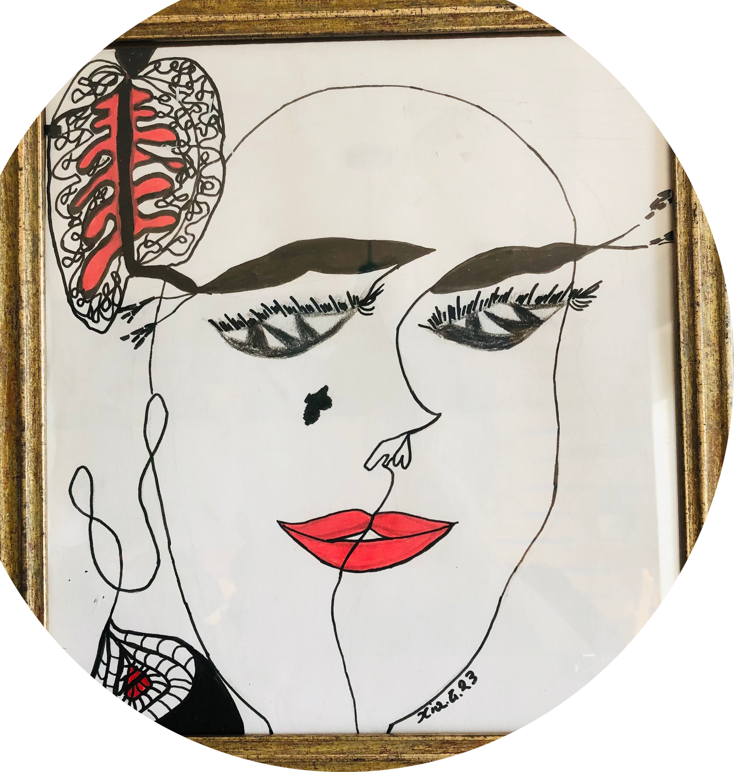Female ''in doubt'' sketch, with acrylic details