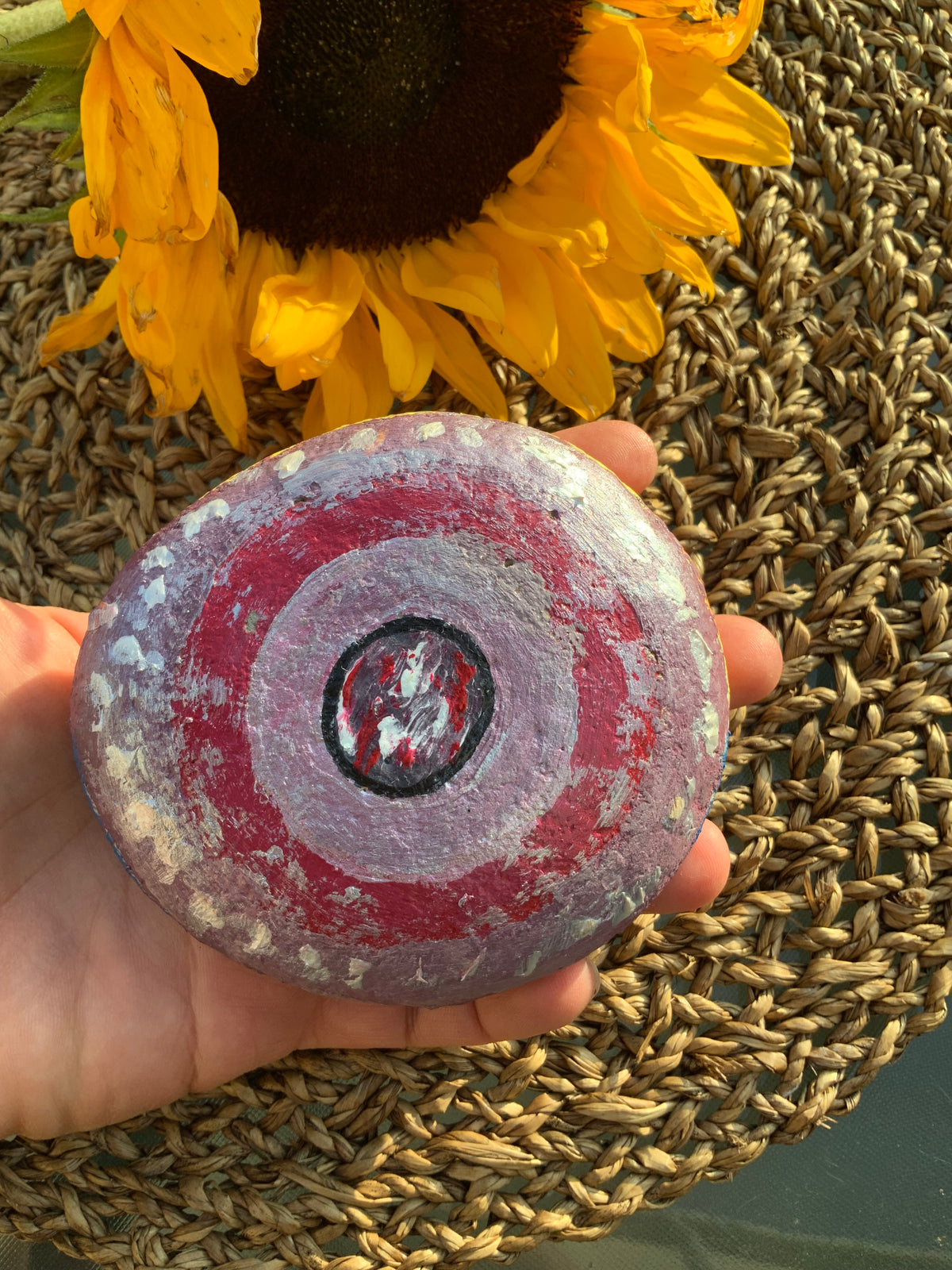 Greek Sunset, Hand Painted Double Sided Pebble.