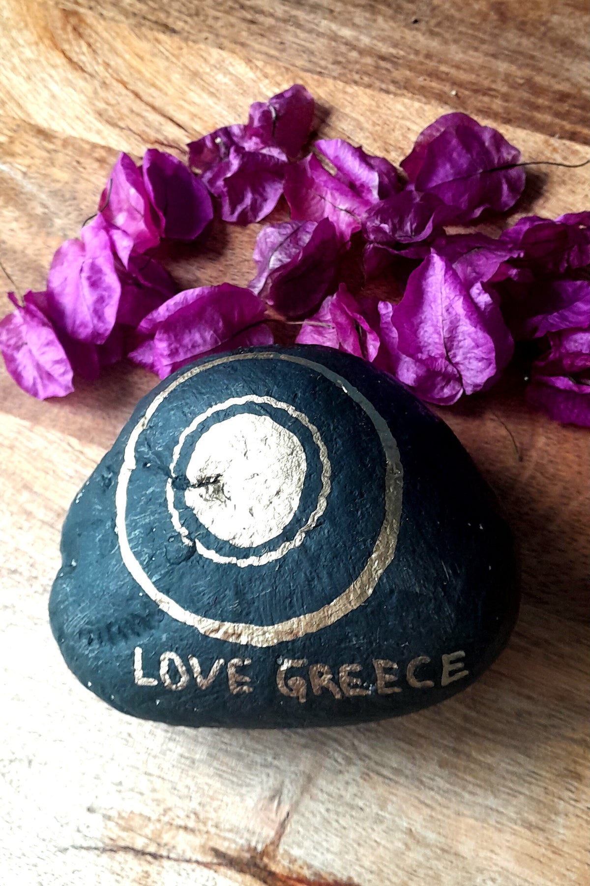 Love Greece' Blue Evil Eye, double sided Pebble.