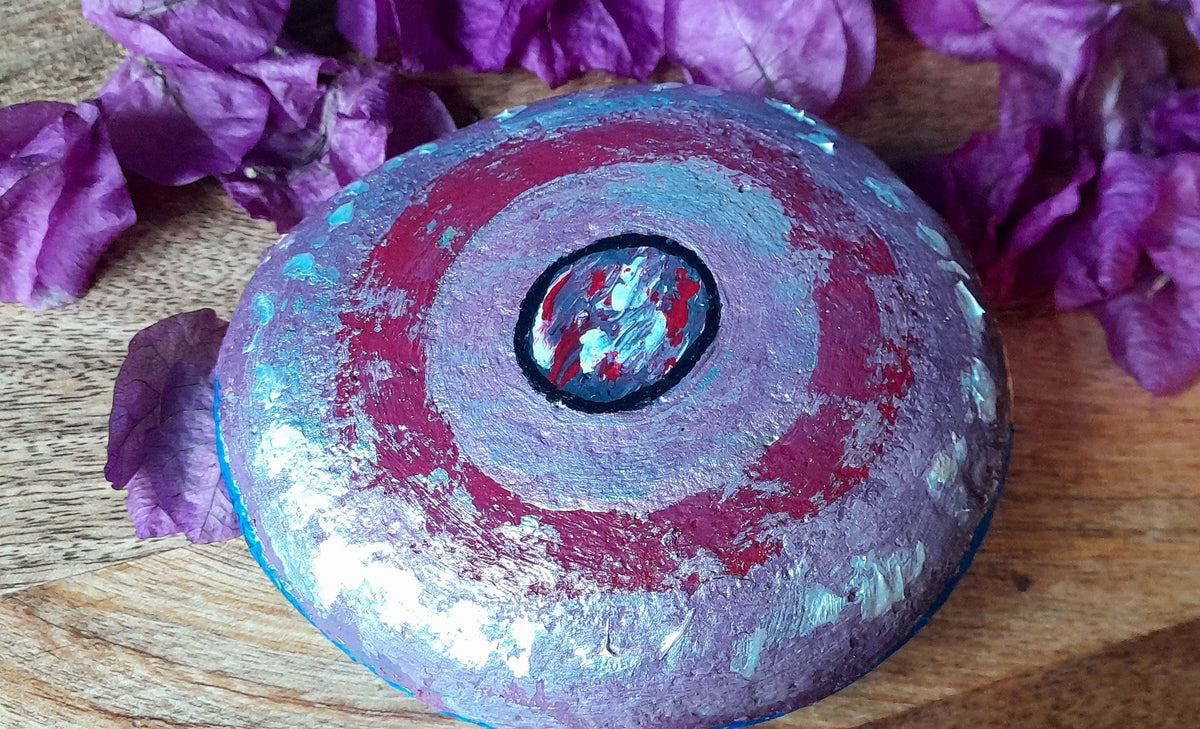 Greek Sunset, Hand Painted Double Sided Pebble.