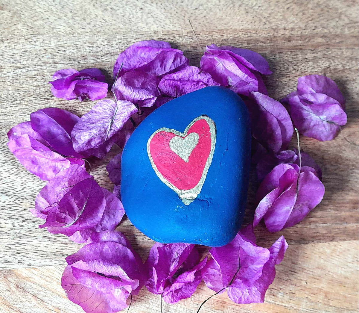 Greek Red & Blue Evil Eye & Heart, Double Sided Pebble.