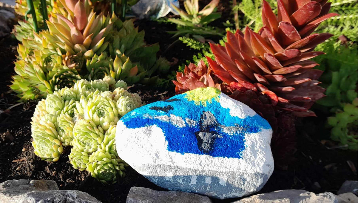 Greek Paros Boat, hand painted pebble.