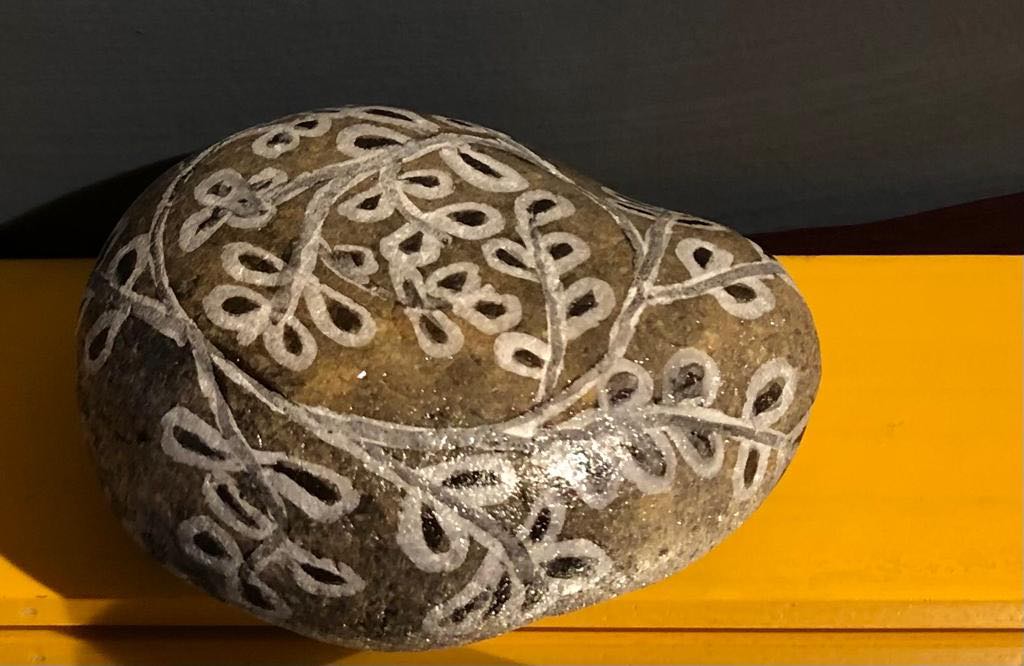The Greek olive tree, painted on a greek natural stone