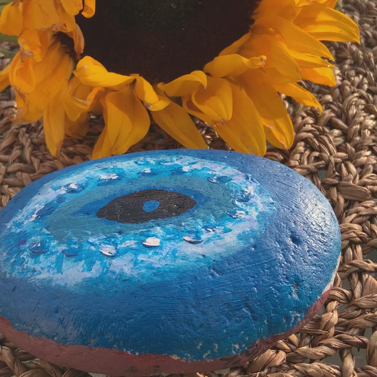 This is a hand painted originally Greek stone which will make your home more vivid, will also bring a summery breeze in your house